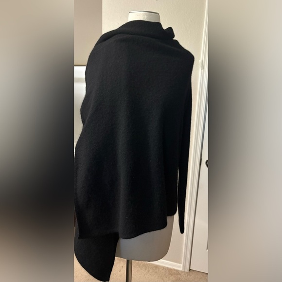 Cashmere Black Soft Open Front Waterfall Shawl Collar Cardi. Nordstrom Halogen - Picture 11 of 12